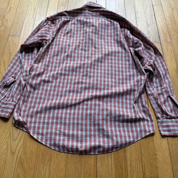 Vintage GANT Size L Red Plaid Tailored Roll Tab Long Sleeve Button Down Shirt - Picture 3 of 15